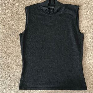St. John Gray Fitted Muscle Tee with Mandarin Collar